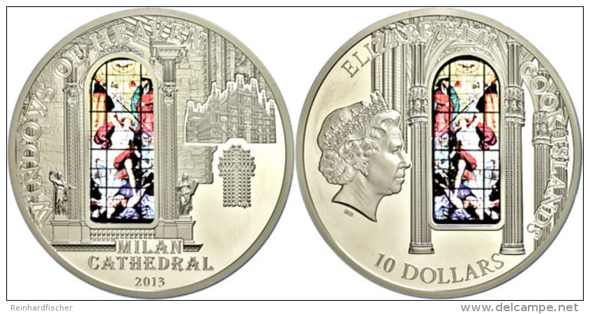 10 Dollars, 2013, Mailänder Dom-Fenster Des Höllensturzes, Auflage Nur 2000 Stück, Mit Zertifikat In... - Islas Cook