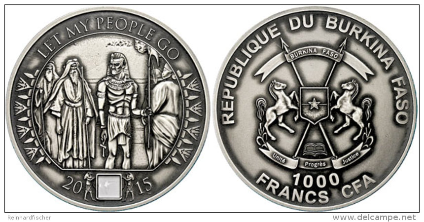 1000 Francs CFA, 2015, 1oz 999/1000 Silber, Moses Vor Dem ägyptischen Pharao - Let My People Go, In Kapsel Und... - Burkina Faso