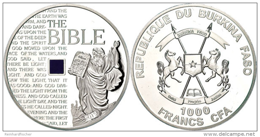 1000 Francs CFA, 2015, 1oz 999/1000 Silber Mit Nano Chip, Die Bibel, In Kapsel Und Holzetui, Mit Zertifikat,... - Burkina Faso
