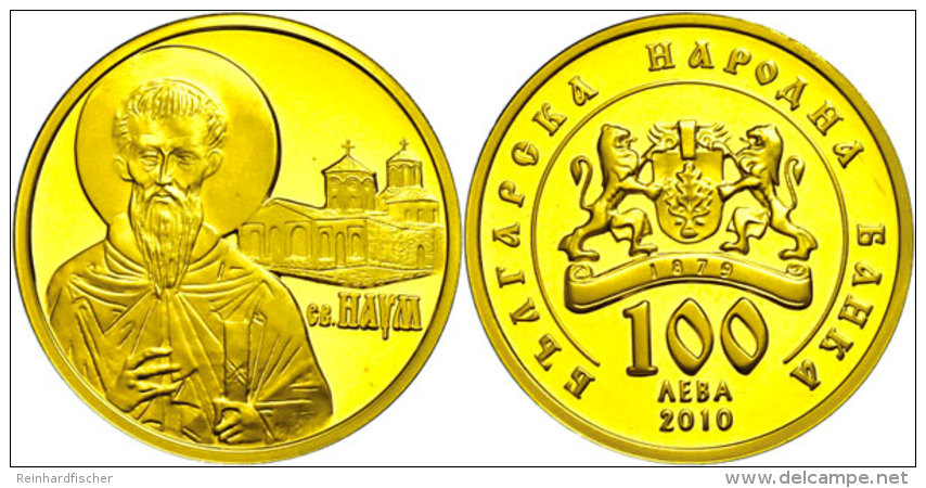 100 Leva, 2010, 8,63g Fein, 999/1000 Gold, Hl. Naum Und Den Kloster Hl. Naum In Ohrid, KM 311, In Kapsel Und Mit... - Bulgarie