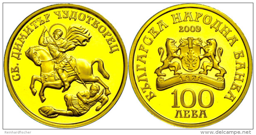 100 Leva, 2009, 8,63g Fein, 999/1000 Gold, Hl. Dimitar, KM 307, In Kapsel Mit Zertifikat, Auflage, 4000 Ex, PP. ... - Bulgarie