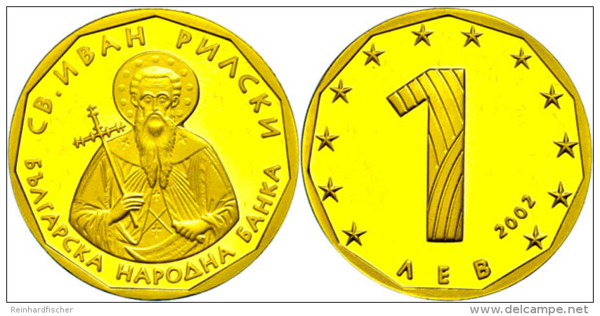 1 Lev, 2002,15,53g Fein, 24,5 Mm, 999/1000 Gold, Hl. Ivan Von Rila, Fb. 32, Nur 2000 Auflage, In Kapsel Mit... - Bulgarie