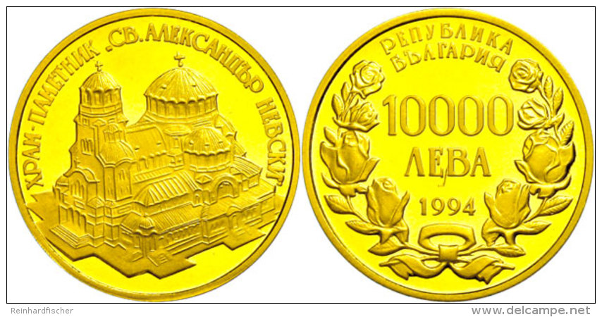 10000 Leva, 1994, 900/1000 Gold, 7,77g Fein, Die Kathedrale Hl. Alexander Nevski In Sofia, Fb. 17, In Kapsel Und... - Bulgarie