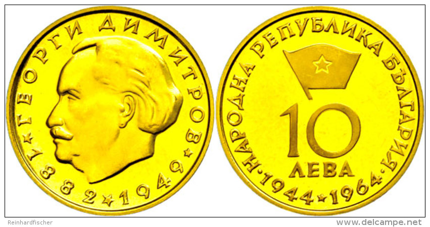 10 Leva, 1964, 900er Gold, 7,5g Fein, Hl. Kyrillos Und Hl. Methodius, Apostel Der Slawen, KM 71, In Kapsel, Leicht... - Bulgaria