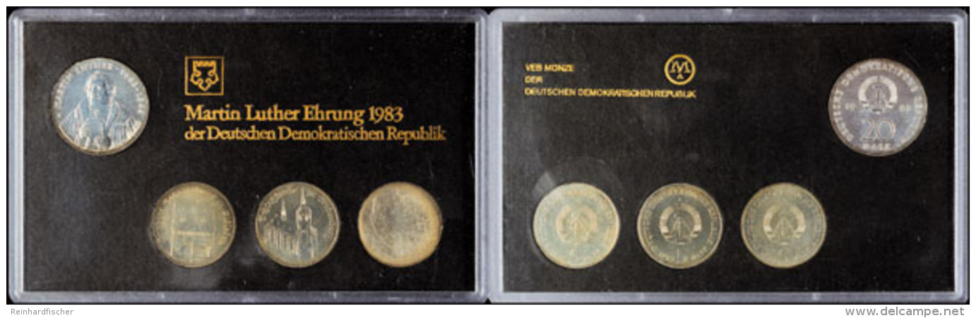 Gedenksatz Martin Luther Ehrung, 1983, Darin J. 1591, 1590, 1588 Und 1586, In Hartplastik (kl. Kratzer, Sonst... - Mint Sets & Proof Sets