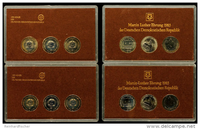 2 X KMS - 5 Mark Stücke, 1983, Martin Luther Ehrung, Meißner Dom, In Hartplastik, Leicht Angelaufen, St ... - Mint Sets & Proof Sets
