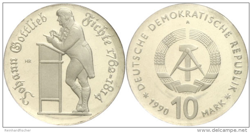 10 Mark, 1990 A, Zum 175. Todestag Von Johann Gottlieb Fichte, In Kapsel, PP, Katalog: J. 1636 PP10 Mark, 1990... - Otros & Sin Clasificación