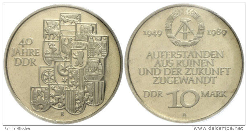 10 Mark, 1989 A, 40 Jahre DDR, In Kapsel, PP, Katalog: J. 1630 PP10 Mark, 1989 A, 40 Years German Demokratic... - Otros & Sin Clasificación