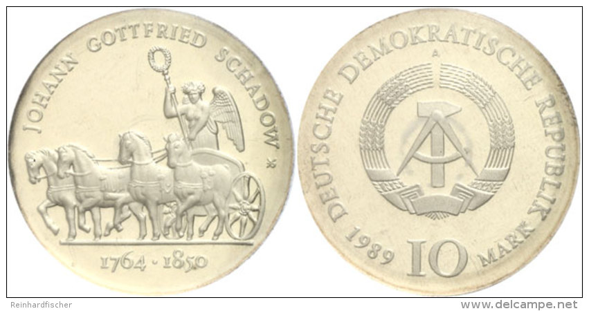 10 Mark, 1989 A, Zum 225. Geburtstag Von Johann Gottfried Schadow, In Kapsel, PP, Katalog: J. 1629 PP10 Mark,... - Autres & Non Classés