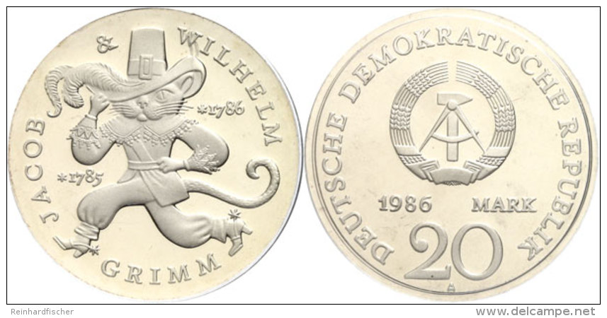 20 Mark, 1986 A, Zum 200. Geburtstag Der Gebrüder Grimm, In Hartkapsel, Verplombt, PP, Katalog: J. 1607... - Otros & Sin Clasificación