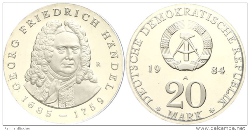 20 Mark, 1984 A, Zum 225. Todestag Von Georg Friedrich Händel, In Hartkapsel, Verplombt, PP, Katalog: J. 1595... - Autres & Non Classés