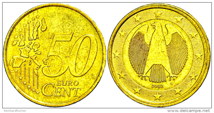 50 Cent, 2002, Stempelkopplung Mit Der Adlerseite Des 1 Euro Stücks (J. 488), Vz., Katalog: J. 487 Vz50... - Autres & Non Classés