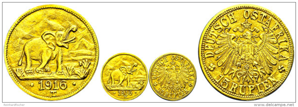 DOA, 15 Rupien, Gold, 1916, Variante Mit Kleiner Arabeske, J. 728a, Wz. Rf., Vz., Katalog: J. 728a VzDOA, 15... - Otros & Sin Clasificación