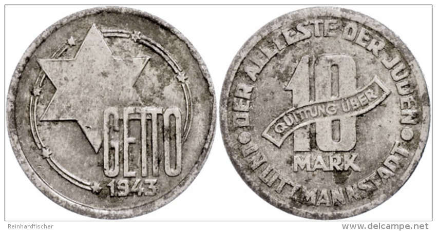 Ghetto Litzmannstadt, 10 Mark, 1943, Magnesium, Ss-vz. Mit Gutachten Franquinet Attest/Certificate:... - Otros & Sin Clasificación