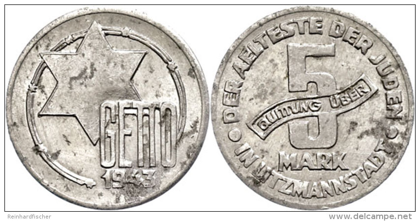 Ghetto Litzmannstadt, 5 Mark, 1943, Aluminium, Ss-vz. Mit Gutachten Franquinet.  Attest/Certificate:... - Otros & Sin Clasificación