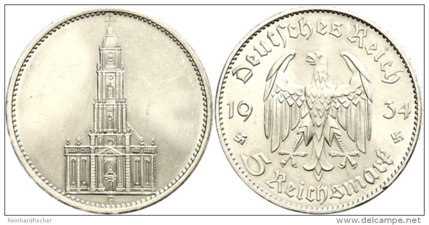 5 Reichsmark, 1934 F, Garnisonkirche Von Potsdam, Winz. Rf, St, Katalog: J. 357 St5 Reichmark, 1934 F,... - Autres & Non Classés