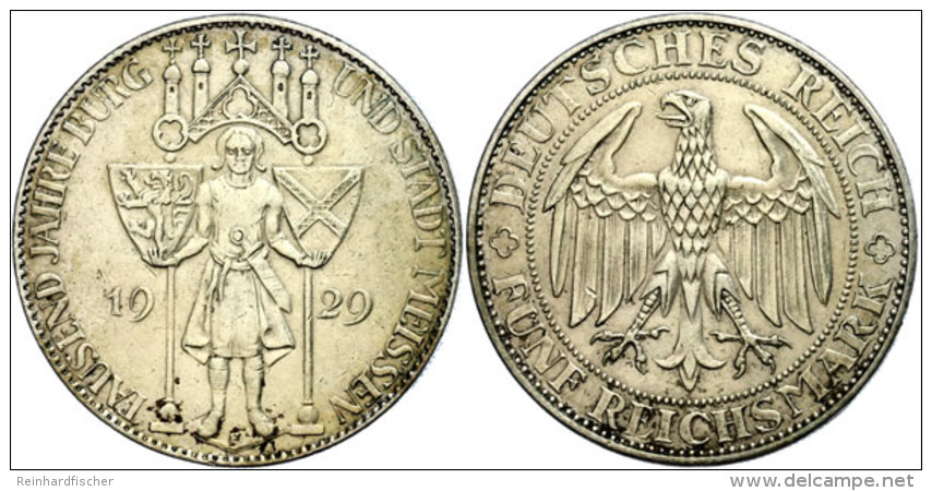 5 Reichsmark, 1929, 1000 Jahre Meißen, Ss-vz., Katalog: J. 339 Ss-vz5 Reichmark, 1929, 1000 Years... - Otros & Sin Clasificación