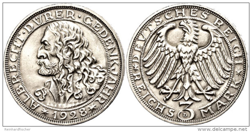 3 Reichsmark, 1928 D, Zum 400. Todestag Von Albrecht Dürer, F.st, Katalog: J. 332 3 Reichmark, 1928 D, To... - Otros & Sin Clasificación