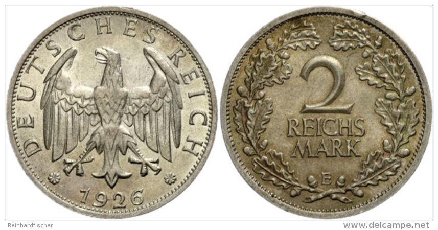 2 Reichsmark, 1926, E, Randfehler, F. St., Katalog: J. 320 2 Reichmark, 1926, E, Margin Fault, F. St.,... - Autres & Non Classés