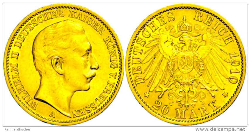 20 Mark, 1910, Wilhelm II., Kl. Rf., Ss-vz., Katalog: J. 252 Ss-vz20 Mark, 1910, Wilhelm II., Small Edge Nick,... - Autres & Non Classés