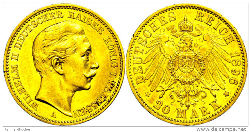 20 Mark, 1896, Wilhelm II., Mzz A, Rf, Kl. Kratzer, Vz., Katalog: J. 252 Vz20 Mark, 1896, Wilhelm II., Mzz A,... - Autres & Non Classés