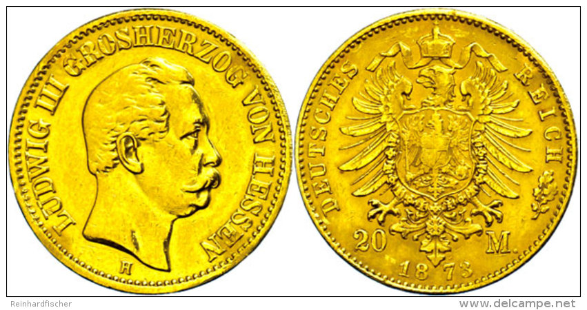 20 Mark, 1873, Ludwig III., Fassungsspuren, Poliert, Ss., Katalog: J. 214 Ss20 Mark, 1873, Ludwig III., Frame... - Autres & Non Classés