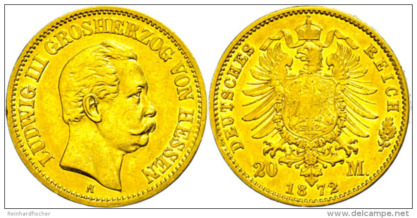20 Mark, 1872, Ludwig III., Kl. Rf., Ss., Katalog: J. 214 Ss20 Mark, 1872, Ludwig III., Small Edge Nick, Very... - Autres & Non Classés