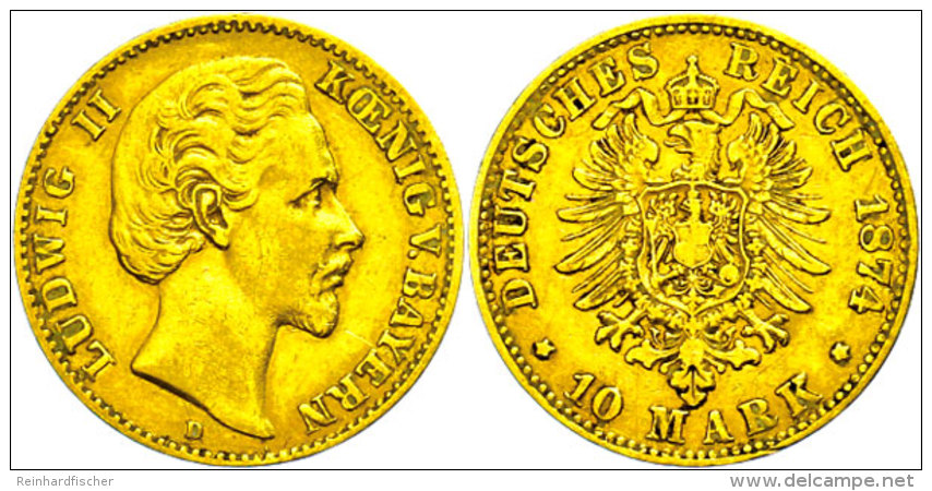 10 Mark, 1874, Ludwig II., Ss., Katalog: J. 196 Ss10 Mark, 1874, Ludwig II., Very Fine., Catalogue: J. 196 Ss - Autres & Non Classés