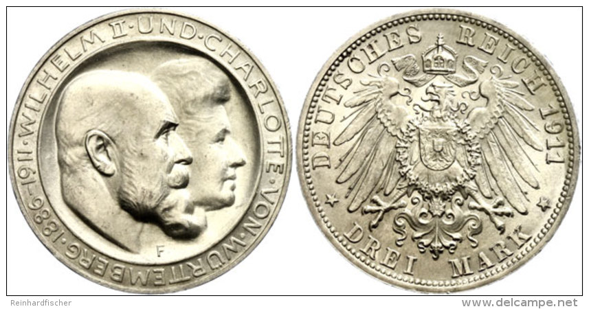 3 Mark, 1911, Wilhelm II. Zur Silbernen Hochzeit, F.st, Katalog: J. 177a 3 Mark, 1911, Wilhelm II. To The... - Otros & Sin Clasificación