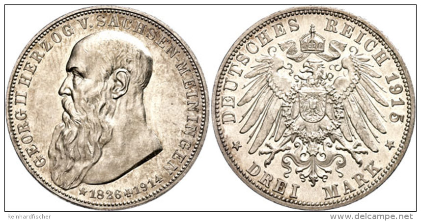 3 Mark, 1915, Georg II., Auf Seinen Tod, Wz. Rf., Vz-st., Katalog: J. 155 Vz-st3 Mark, 1915, Georg II., On His... - Other & Unclassified