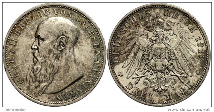 3 Mark, 1908, Georg II., Ss-vz., Katalog: J. 152 Ss-vz3 Mark, 1908, Georg II., Very Fine To Extremly Fine.,... - Otros & Sin Clasificación