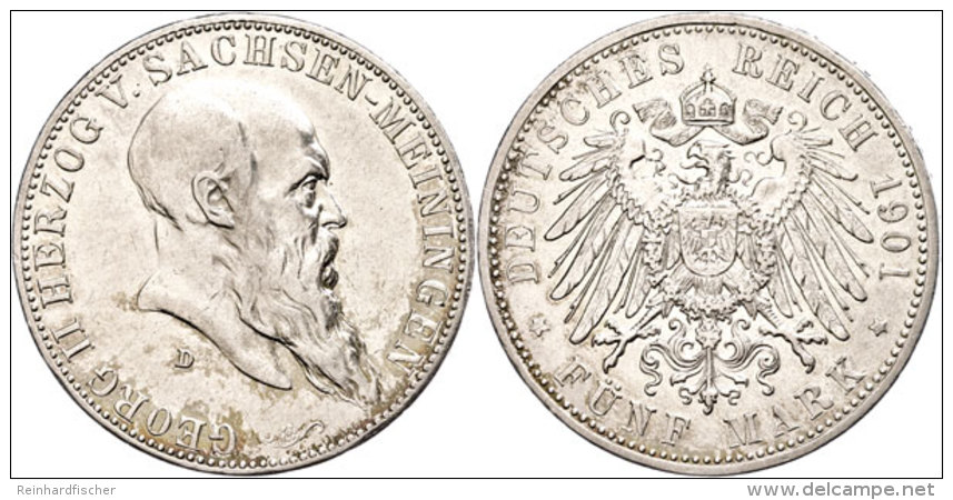 5 Mark, 1901, Georg II., Kl. Rf., Ss., Katalog: J. 150 Ss5 Mark, 1901, Georg II., Small Edge Nick, Very Fine.,... - Autres & Non Classés