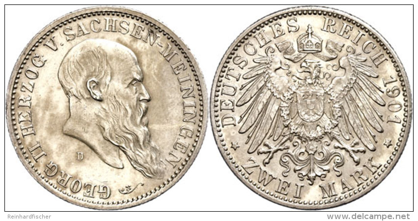 2 Mark, 1901, Georg II., Vz+., Katalog: J. 149 2 Mark, 1901, Georg II., Extremly Fine ., Catalogue: J. 149 - Autres & Non Classés