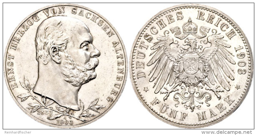 5 Mark, 1903, Ernst I., 50jähriges Regierungsjubiläum, Vz Aus PP., Katalog: J. 144 VzausPP5 Mark,... - Otros & Sin Clasificación