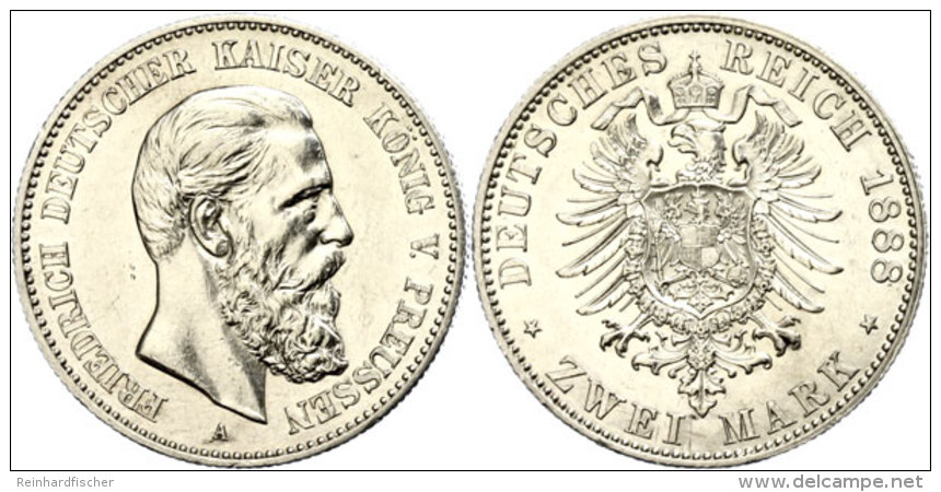 2 Mark, 1888, Friedrich III., Vz., Katalog: J. 98 Vz2 Mark, 1888, Frederic III., Extremley Fine, Catalogue: J.... - Otros & Sin Clasificación