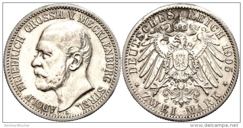 2 Mark, 1905, Adolf Friedrich V., Berieben, Henkelspur, Ss., Katalog: J. 91 Ss2 Mark, 1905, Adolf Frederic V.,... - Otros & Sin Clasificación