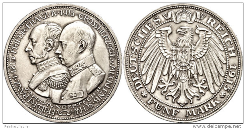 5 Mark, 1915, Friedrich Franz IV. 1897-1918, Winz. Rf, Vz., Katalog: J. 89 Vz5 Mark, 1915, Frederic Francis IV.... - Autres & Non Classés