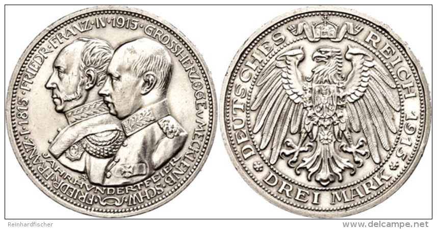 3 Mark, 1915, Zur Jahrhundertfeier Des Großherzogtums Am 9.6.1915, Winz. Rf, Schleifspur Auf Av, Vz- St,... - Autres & Non Classés