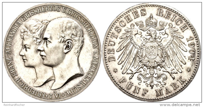 5 Mark, 1904, Friedrich Franz IV., Kl. Kratzer, Kl. Rf., Vz-st., Katalog: J. 87 Vz-st5 Mark, 1904, Frederic... - Autres & Non Classés