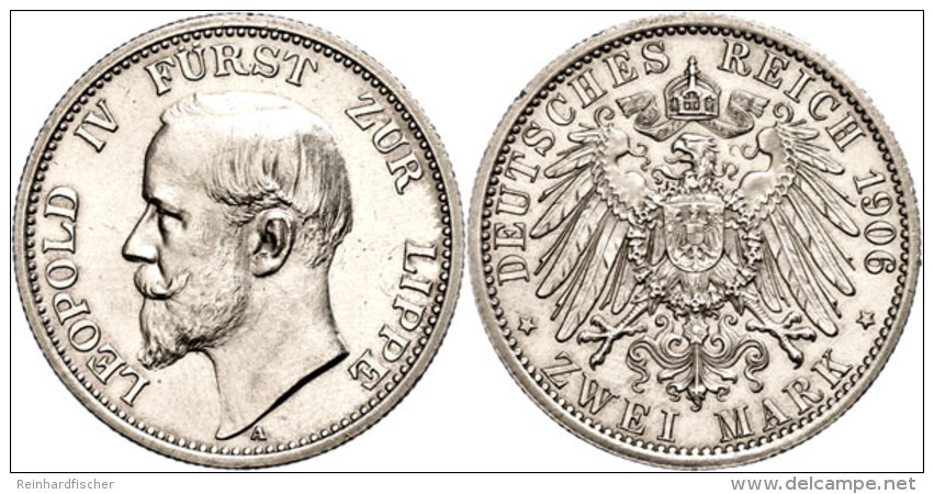 2 Mark, 1906, Leopold IV. (1905 - 1918), Min. Rf, Vz-st, Katalog: J. 78 Vz-st2 Mark, 1906, Leopold IV. (1905 -... - Autres & Non Classés