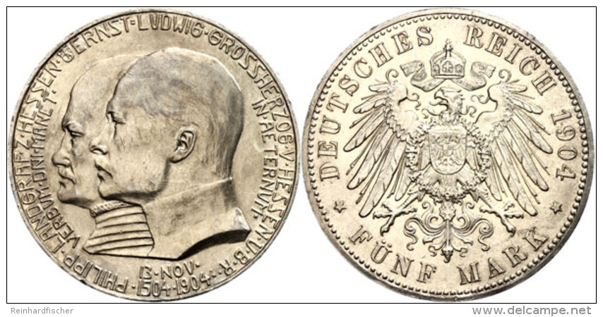 5 Mark, 1904, Ernst Ludwig Mit Landgraf Philipp Den Großmütigen Zum 400. Geburtstag, Vz., Katalog: J. 75... - Autres & Non Classés