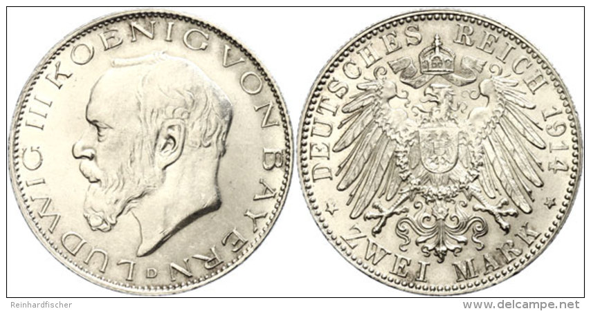 3 Mark, 1914, Ludwig III. (1913-1918), Winz. Rf, Vz-st, Katalog: J. 52 Vz-st3 Mark, 1914, Ludwig III.... - Sonstige & Ohne Zuordnung