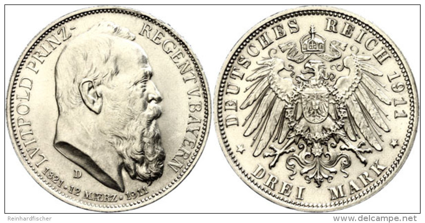 3 Mark, 1911, Luitpold, Winz. Rf, St, Katalog: J. 49 St3 Mark, 1911, Luitpold, Tiny Rf, St, Catalogue: J. 49 St - Otros & Sin Clasificación