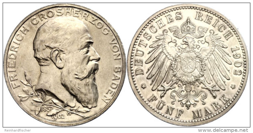 5 Mark, 1902, Friedrich I. Zum 50jährigen Regierungsjubiläum, Vz., Katalog: J. 31 Vz5 Mark, 1902,... - Autres & Non Classés