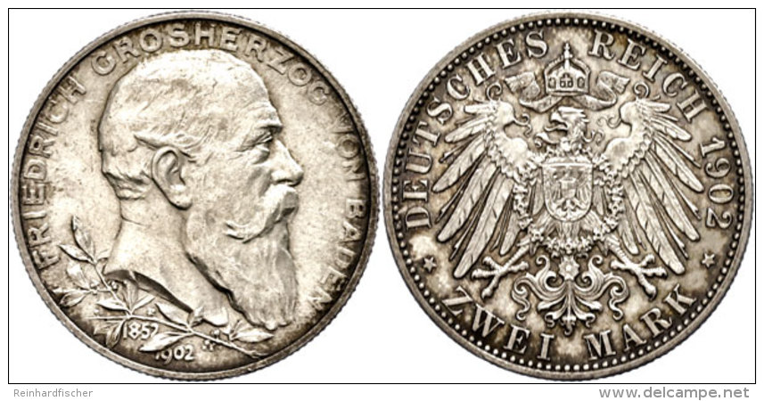 2 Mark, 1902, Friedrich I., Zum Regierungsjubiläum, Vz+., Katalog: J. 30 2 Mark, 1902, Frederic I., To The... - Autres & Non Classés