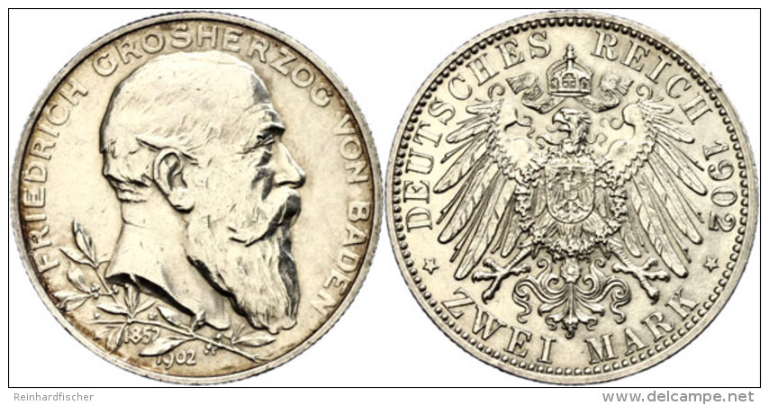 2 Mark, 1902, Friedrich I. Zum 50jährigen Regierungsjubiläum, Patina, Etw. Berieben, Vz-st, Katalog: J.... - Autres & Non Classés