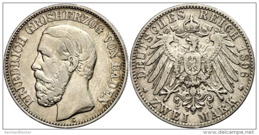 2 Mark, 1896, Friedrich I., Ss., Katalog: J. 28 Ss2 Mark, 1896, Frederic I., Very Fine., Catalogue: J. 28 Ss - Sonstige & Ohne Zuordnung