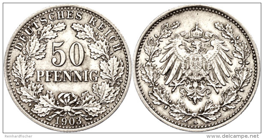 50 Pfennig, 1903 A, Vz, Katalog: J. 15 Vz50 Penny, 1903 A, Extremly Fine, Catalogue: J. 15 Vz - Autres & Non Classés