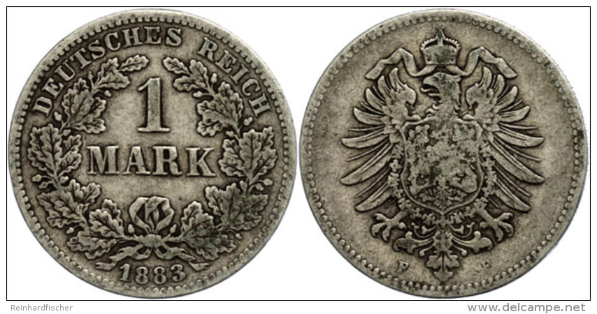 1 Mark, 1883, Kleiner Adler, Mzz F, S-ss., Katalog: J. 9 S-ss1 Mark, 1883, Small Eagle, Mzz F, S Very Fine.,... - Autres & Non Classés