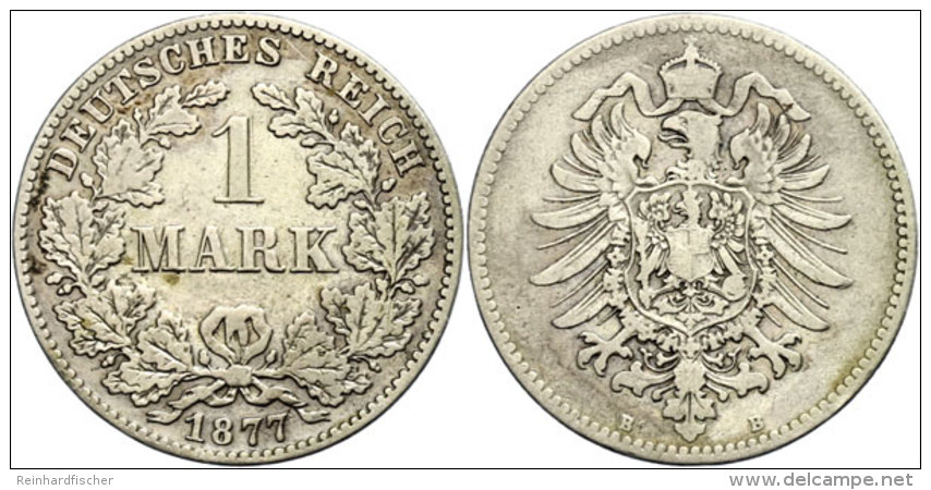 1 Mark, 1877, Kleiner Adler, Mzz B, Ss., Katalog: J. 9 Ss1 Mark, 1877, Small Eagle, Mzz B, Very Fine.,... - Otros & Sin Clasificación